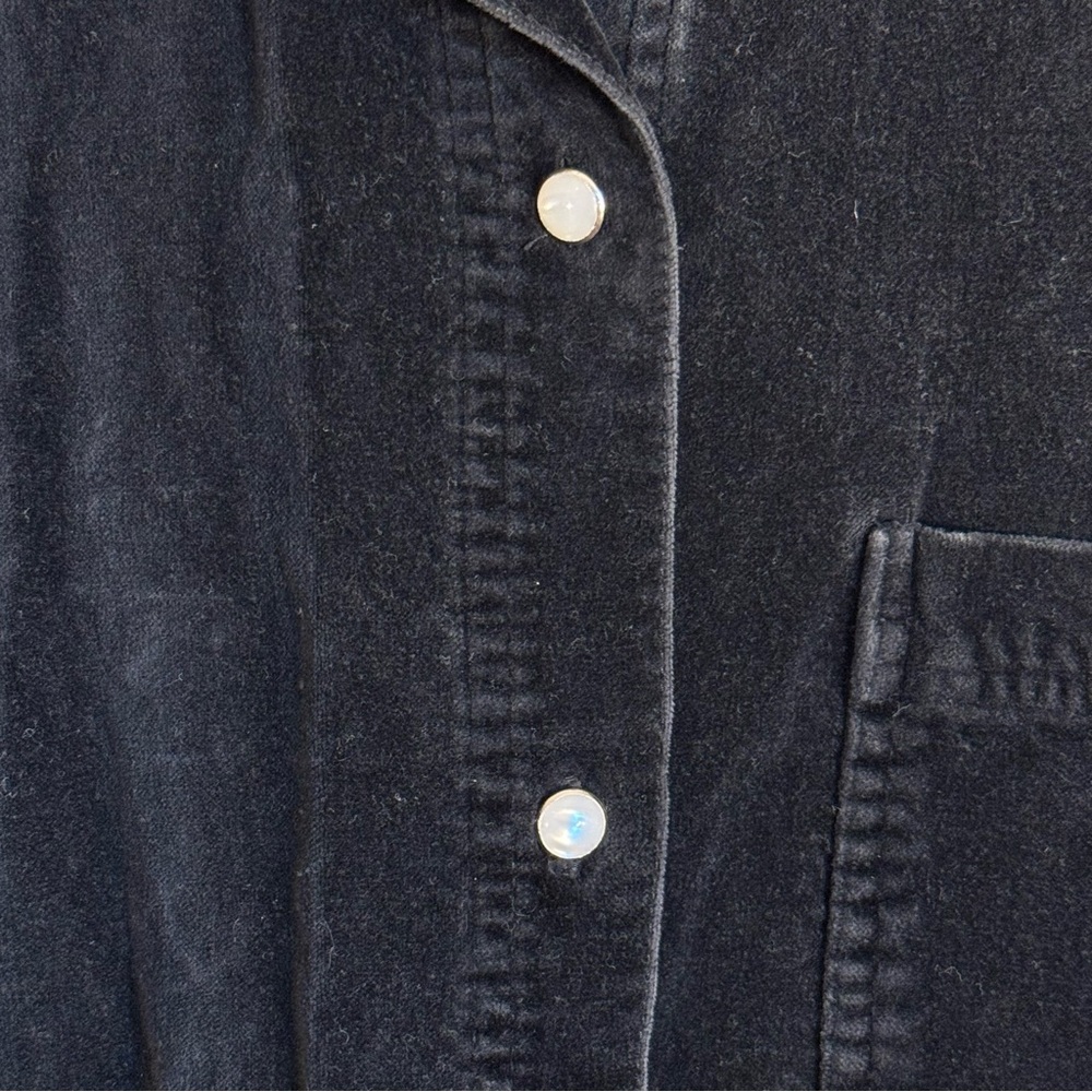 Crossroads Women’s 100% Cotton Black Velvet/Suede Button Down Long Sleeve Size M - Picture 3 of 10